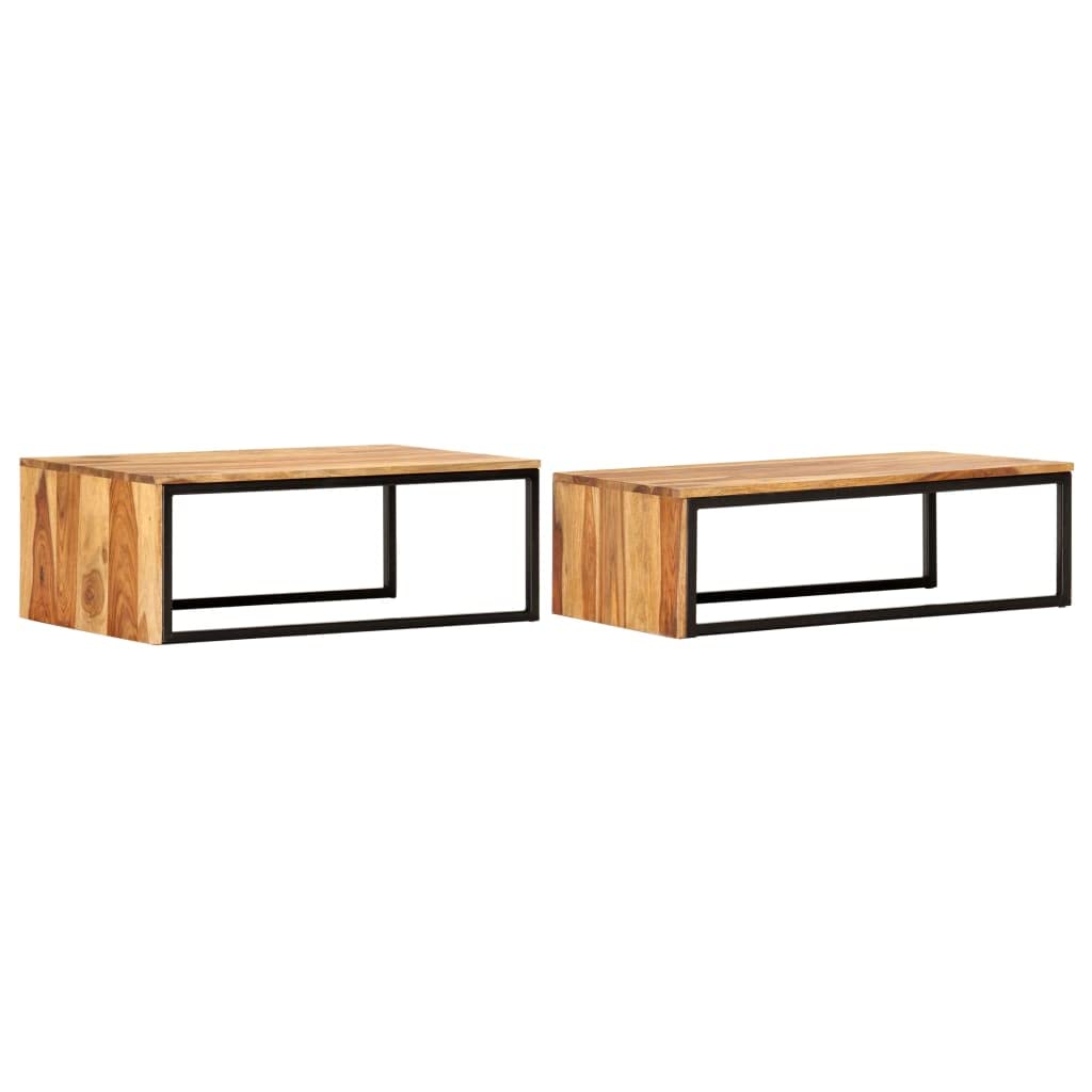 2 pcs Solid Sheesham Wood Nesting Tables N8435