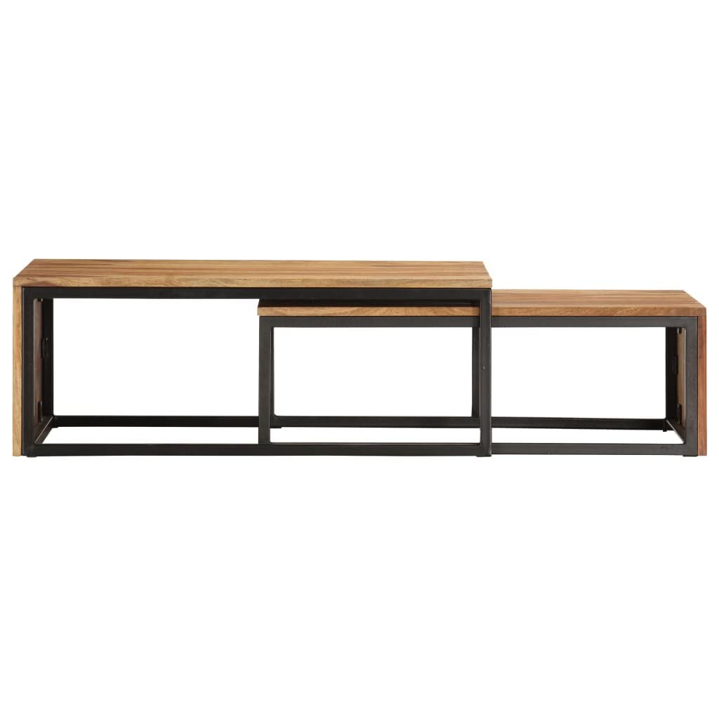 2 pcs Solid Sheesham Wood Nesting Tables N8435