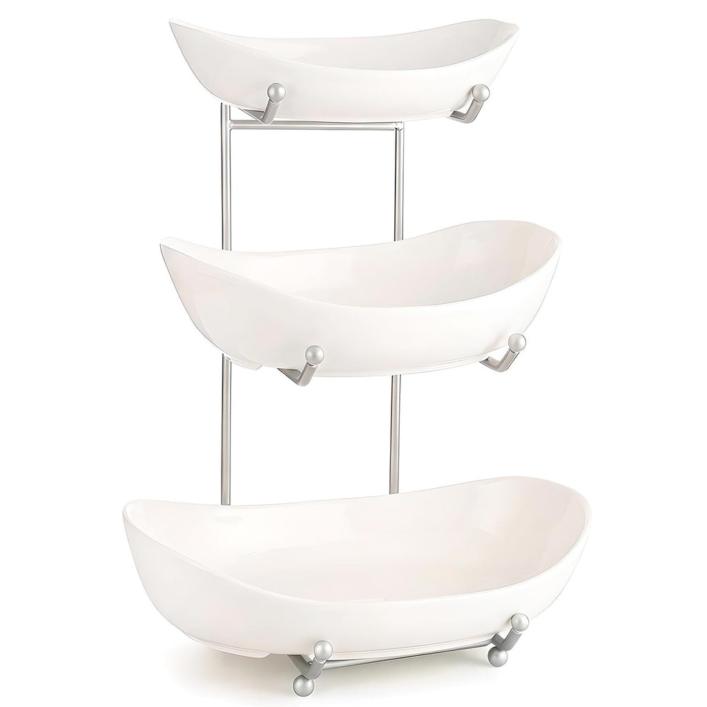 3 Tier Ceramic Fruit Basket with Holder A1830