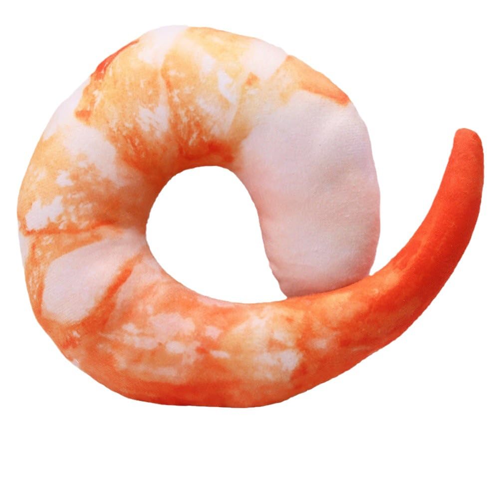 Shrimp Shape Squeaky Plush Dog Toy H54323