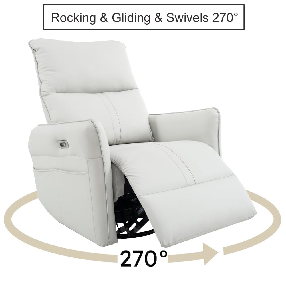 Power Swivel Rocker Recliner Chair Light Gray N68807