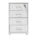 White 4-Drawer Mobile File Cabinet with Lock K663