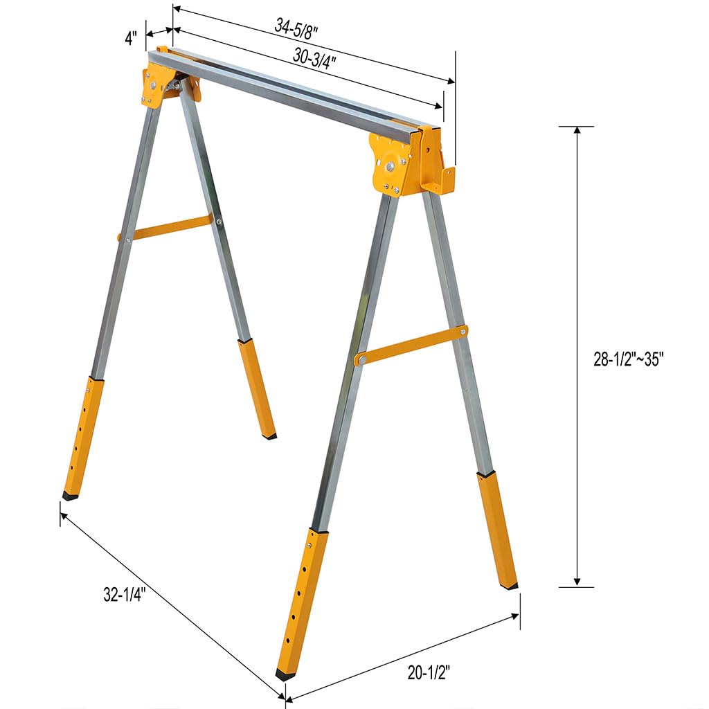 2 Pack Adjustable Steel Saw Horses 2600 Lbs R9783