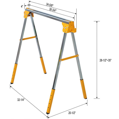 2 Pack Adjustable Steel Saw Horses 2600 Lbs R9783
