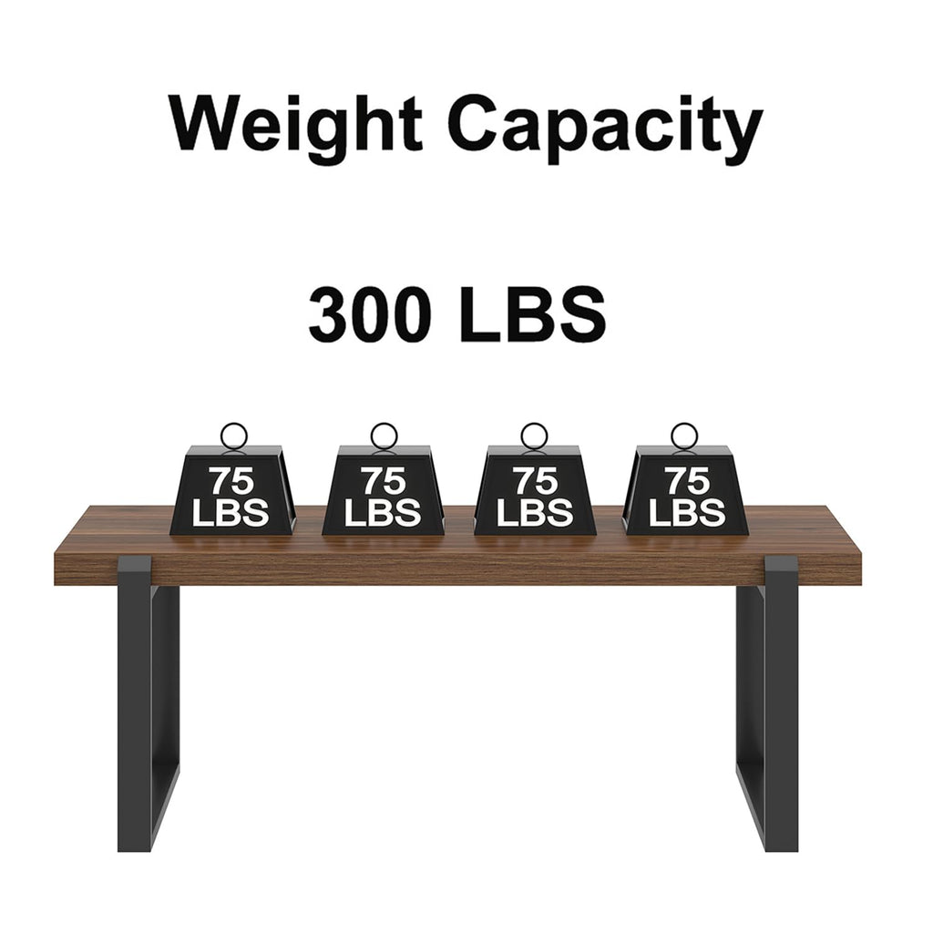 Walnut 44 Inch Wood and Metal Coffee Table K470040