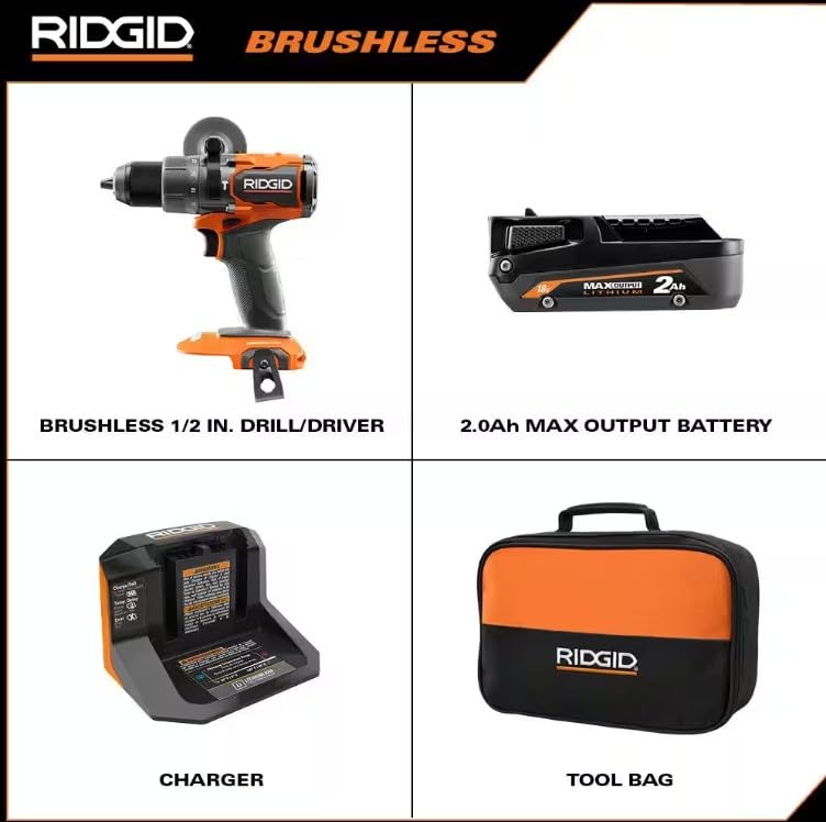 18V Brushless Cordless 1/2 in. Drill/Driver Kit with 2.0 Ah Battery and Charger U93024