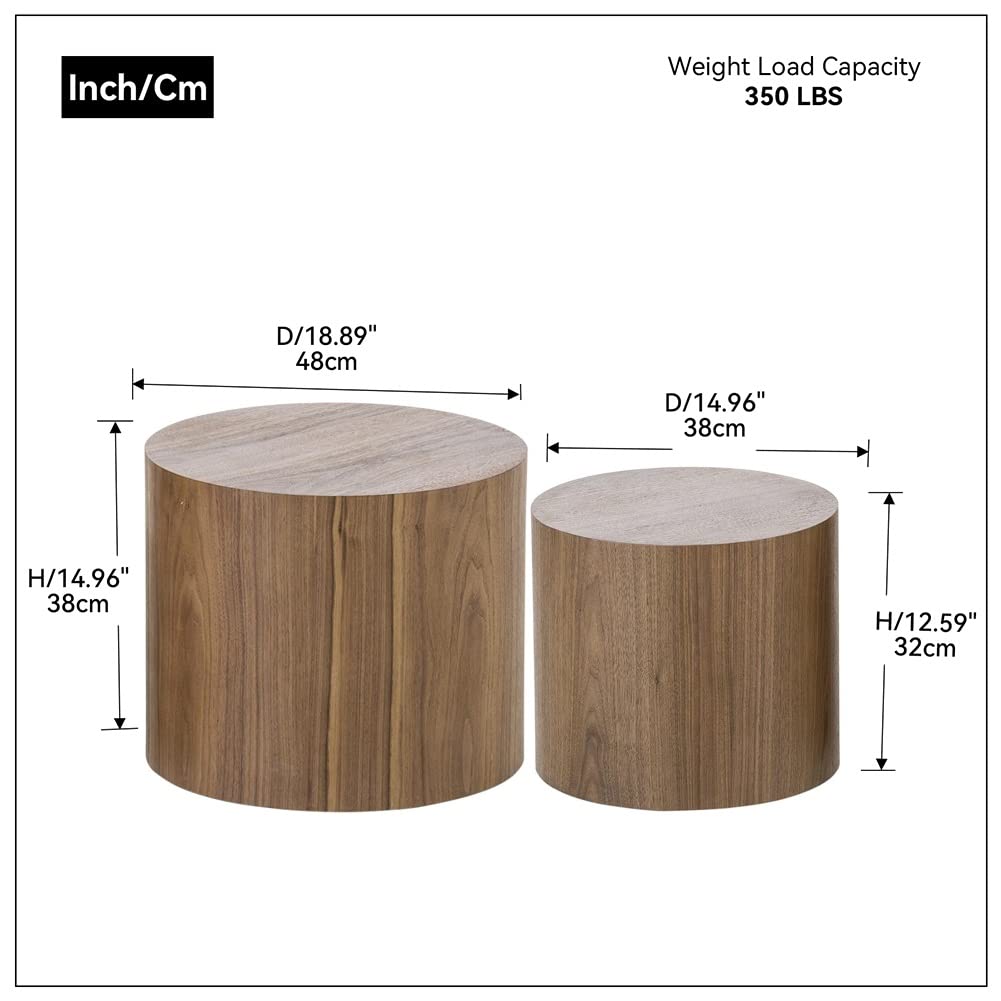 Round Coffee Table Set of 2 Wood Nesting End Table P76614