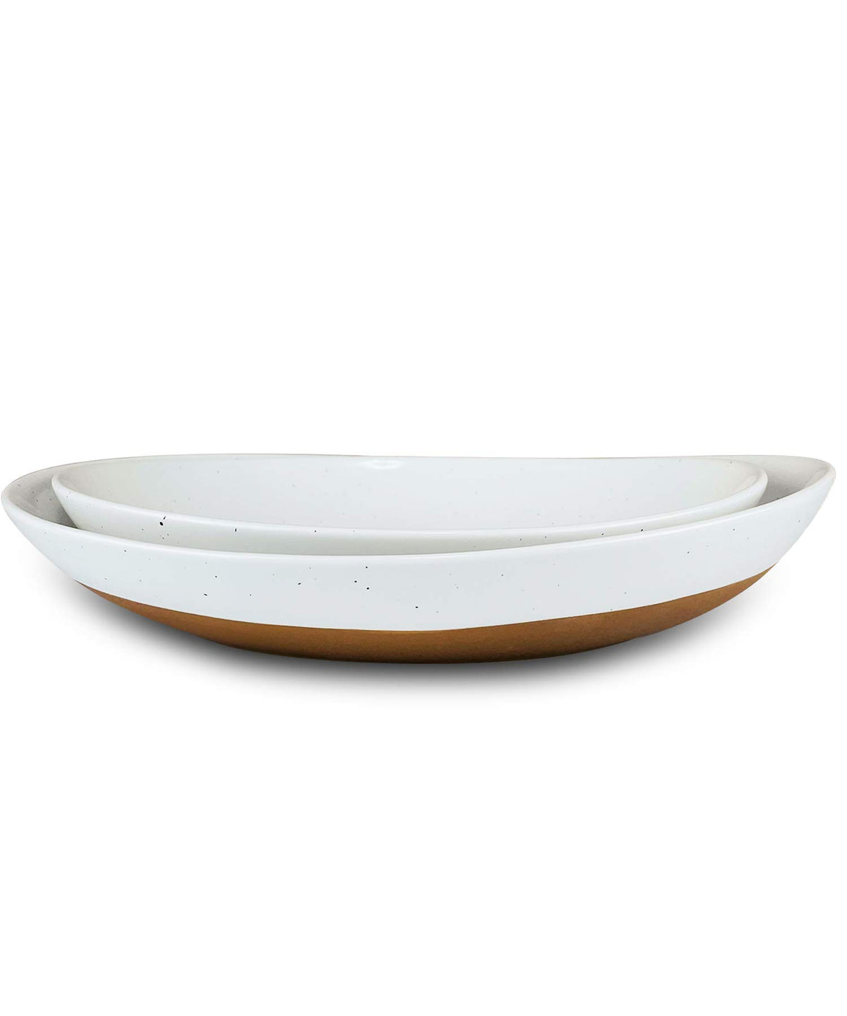 Ceramic Serving Bowls Set of 2 Oval Platters Vanilla White W240