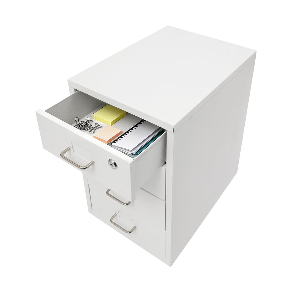 White 4-Drawer Mobile File Cabinet with Lock K663