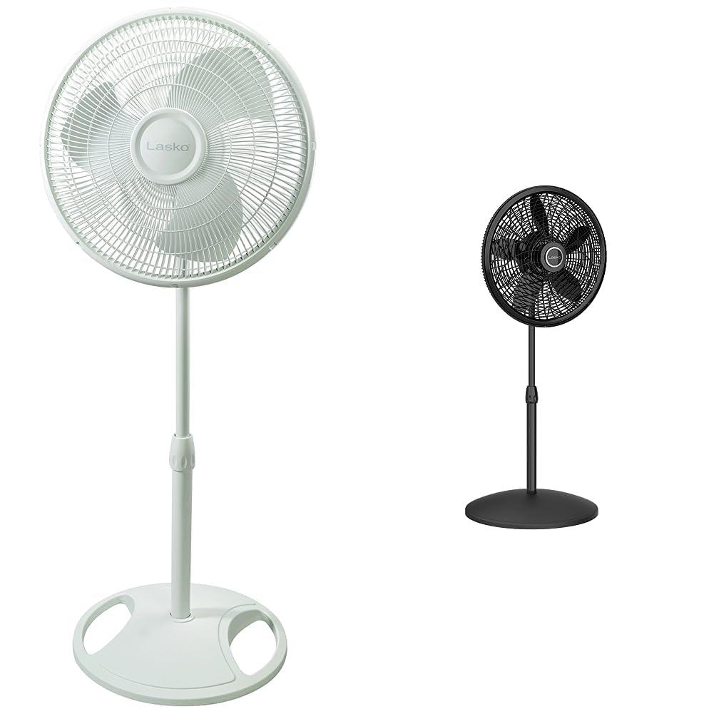 White 16 Inch and Black 18 Inch Oscillating Pedestal Stand Fans P396