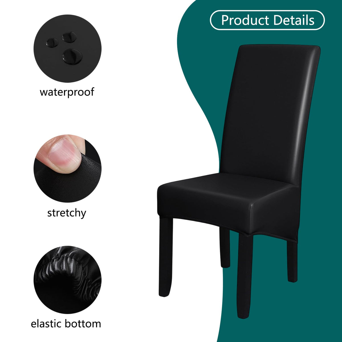 Black 6 Set Waterproof Dining Room Chair Cover X509