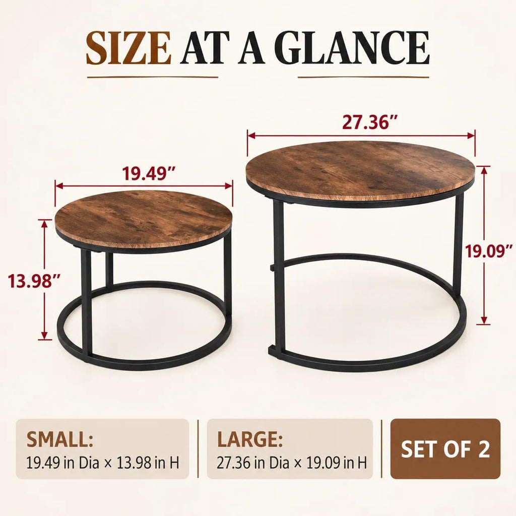 Round Nesting Coffee Table Set of 2 G393213