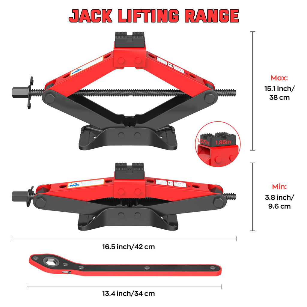 3 Ton Heavy Duty Scissor Jack with Ratchet Wrench J739