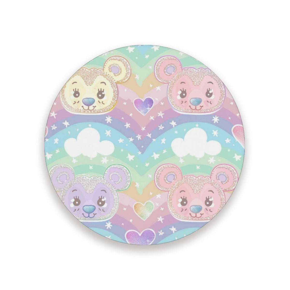 Black Ceramic Bear Coasters Set with Cork Backing K861