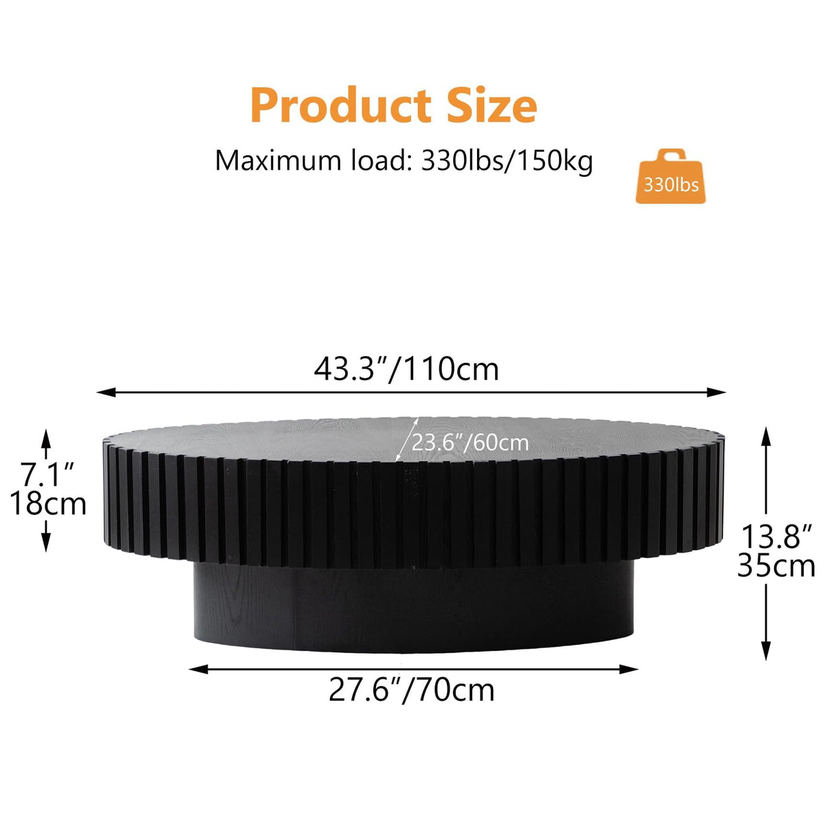 Black Modern Wood Oval Coffee Table F5616