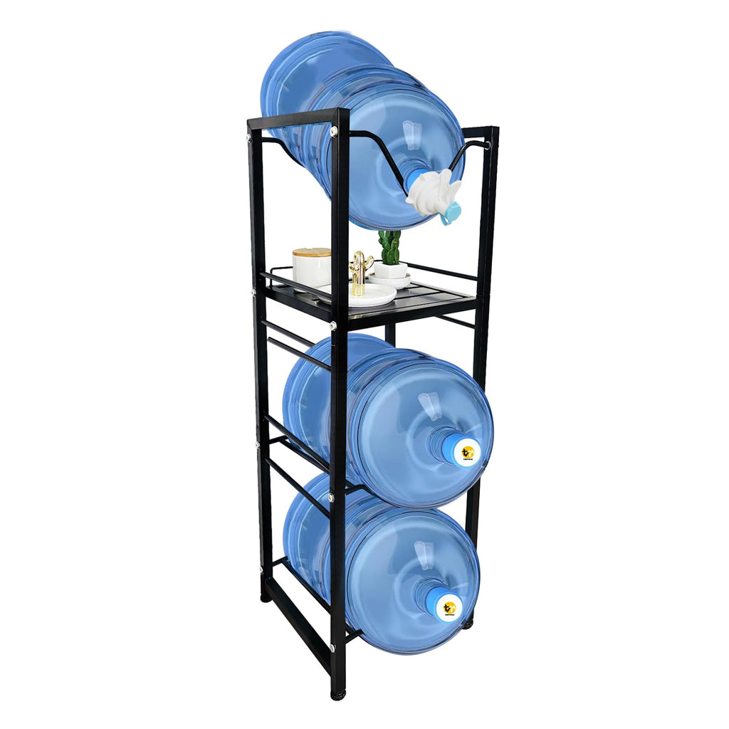 5 Gallon Water Jug Holder with 3-Tier Storage Shelves Black M144660