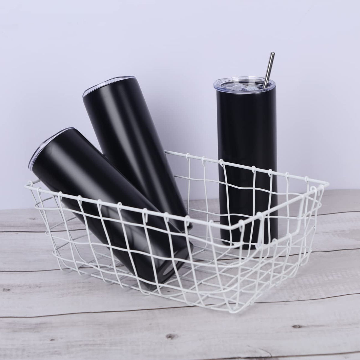 20 Oz Stainless Steel Insulated Tumbler Set, 8 Pack, Black H5151