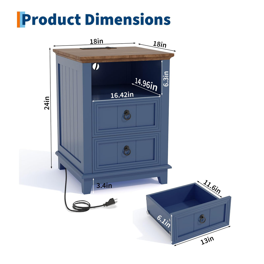 Blue 2-Drawer Nightstand Set of 2 D217336