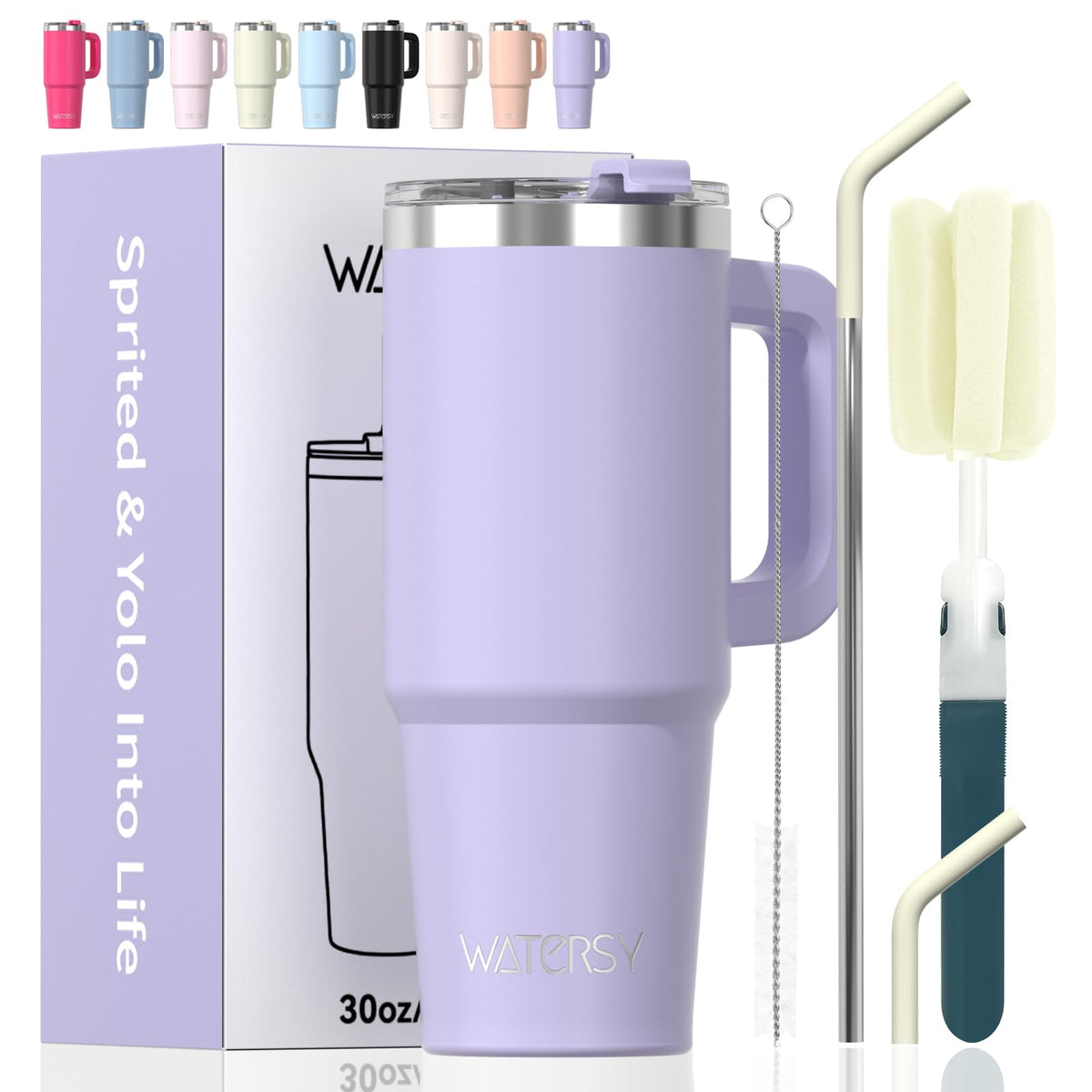20 oz Insulated Stainless Steel Tumbler with Handle, Lid and Straw A306021
