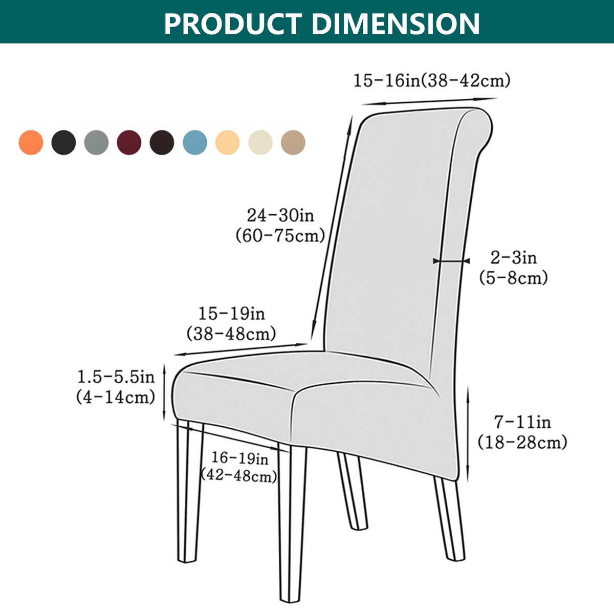 Black 6 Set Waterproof Dining Room Chair Cover X509