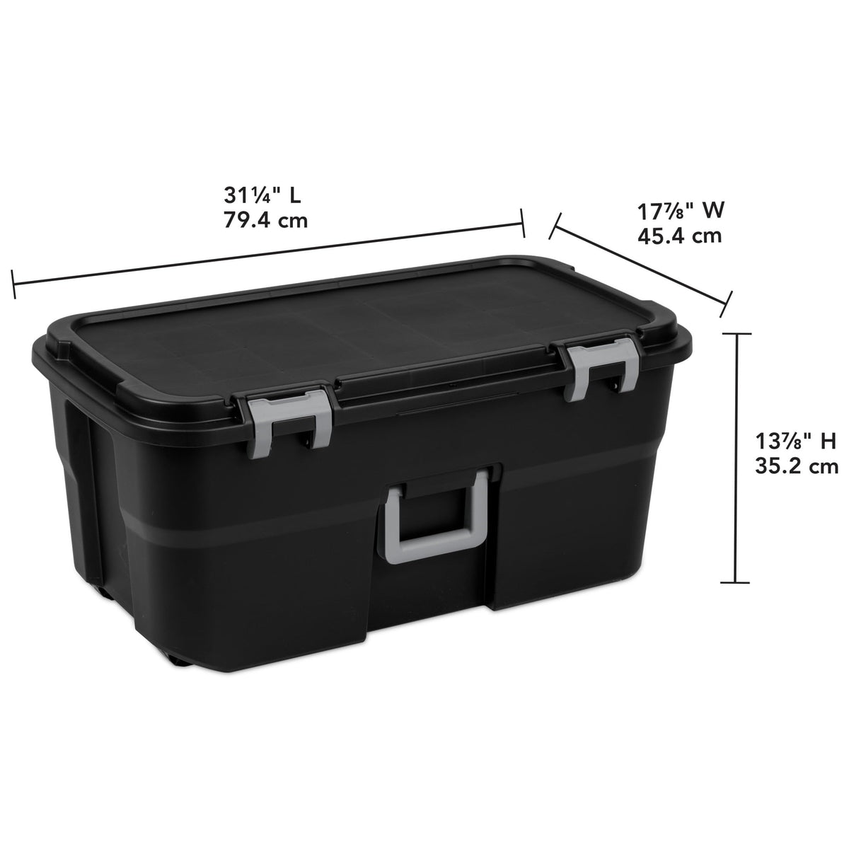 Black 22Gal Wheeled Lockable Storage Footlocker R701