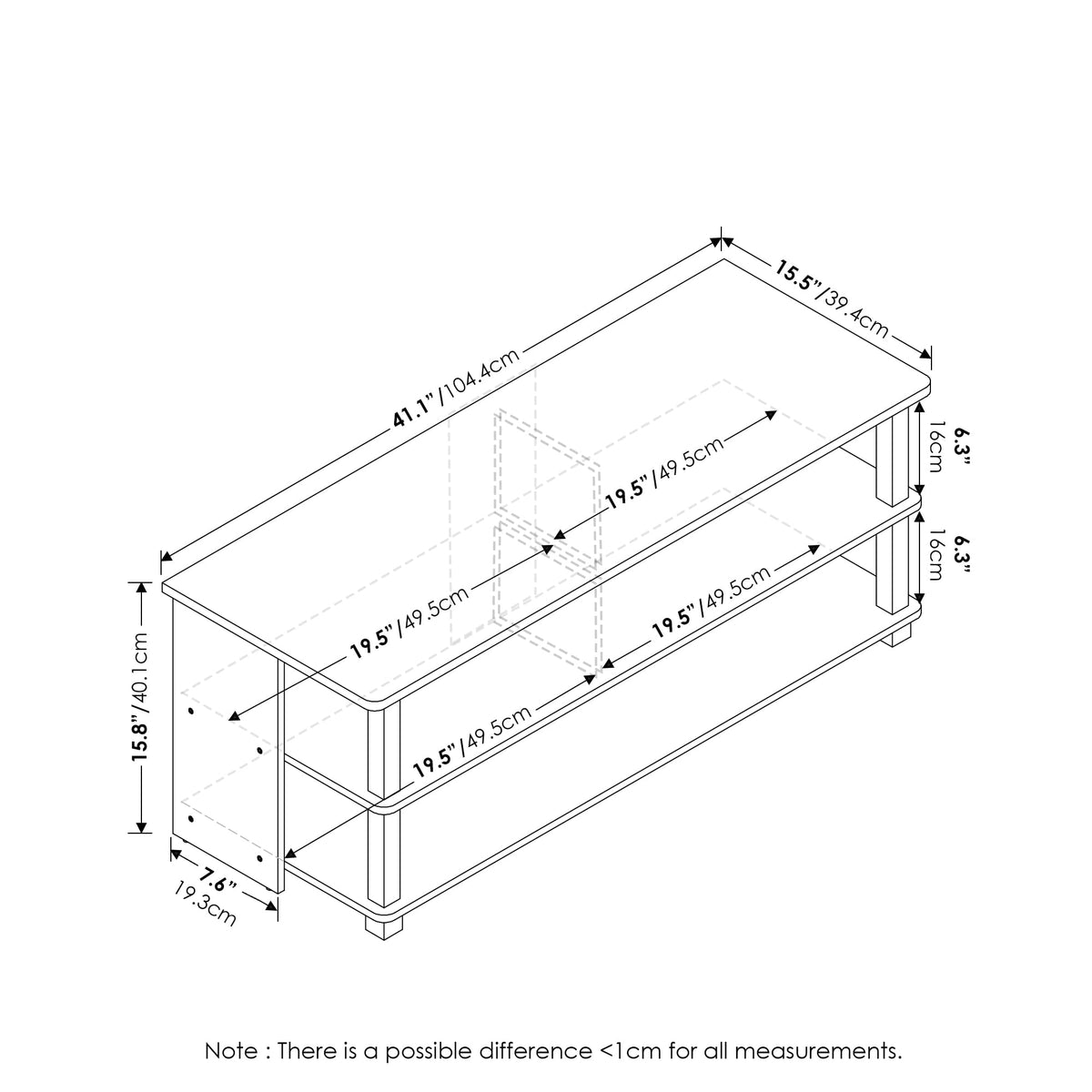 Espresso TV Stand with Open Shelf up to 48 Inch K5129