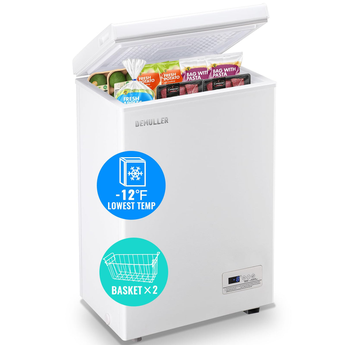3.5 CU.FT White Chest Freezer with Two Removable Baskets R9623