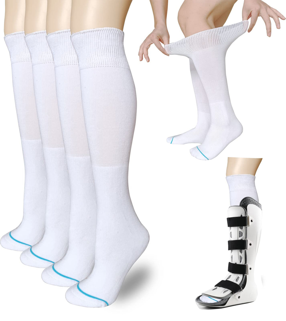 White 2 Pairs Medical Tube Socks A6913