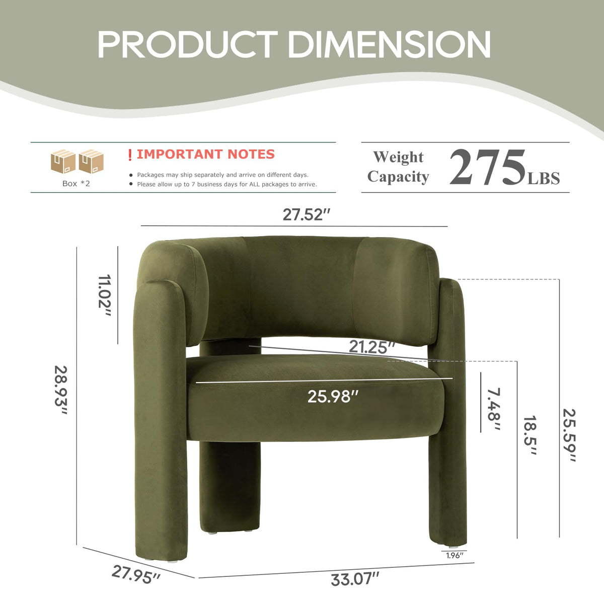 Modern Green Upholstered Accent Chair T629530