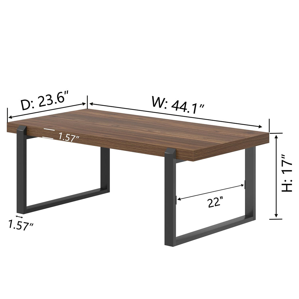 Walnut 44 Inch Wood and Metal Coffee Table K470040