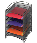 Black 6 Compartments Mesh Steel Literature Organizer G623320