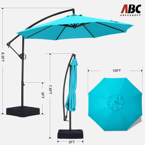 10FT Cantilever Umbrella with Base and Weights Bag Y983