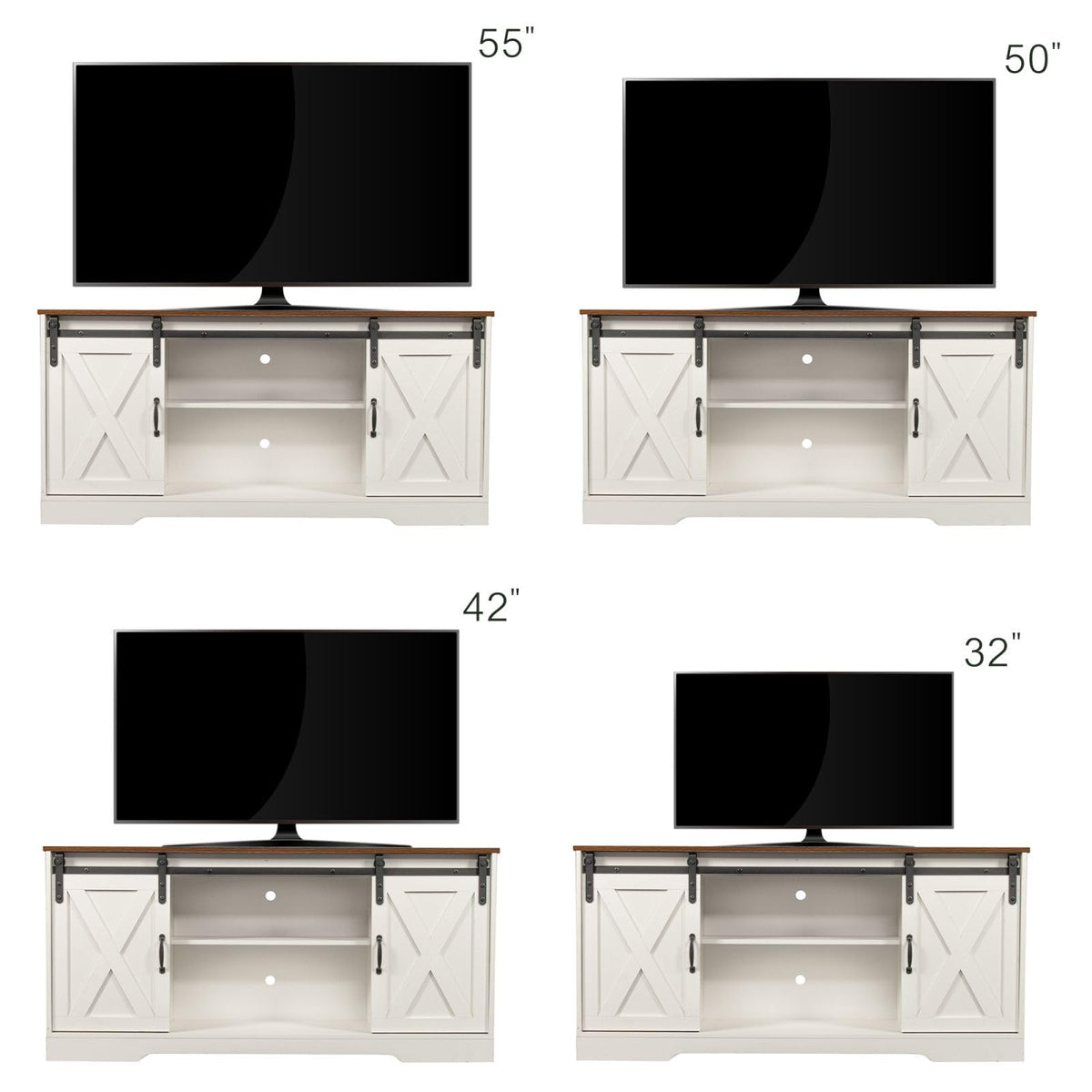 White Sliding Barn Door TV Stand W270