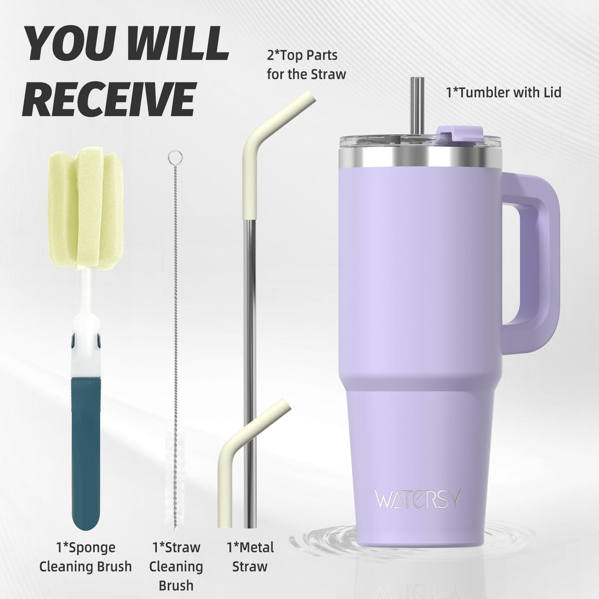 20 oz Insulated Stainless Steel Tumbler with Handle, Lid and Straw A306021