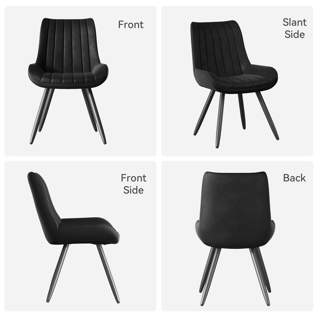 Black Faux Leather Upholstered Dining Chairs Set of 6 X47285