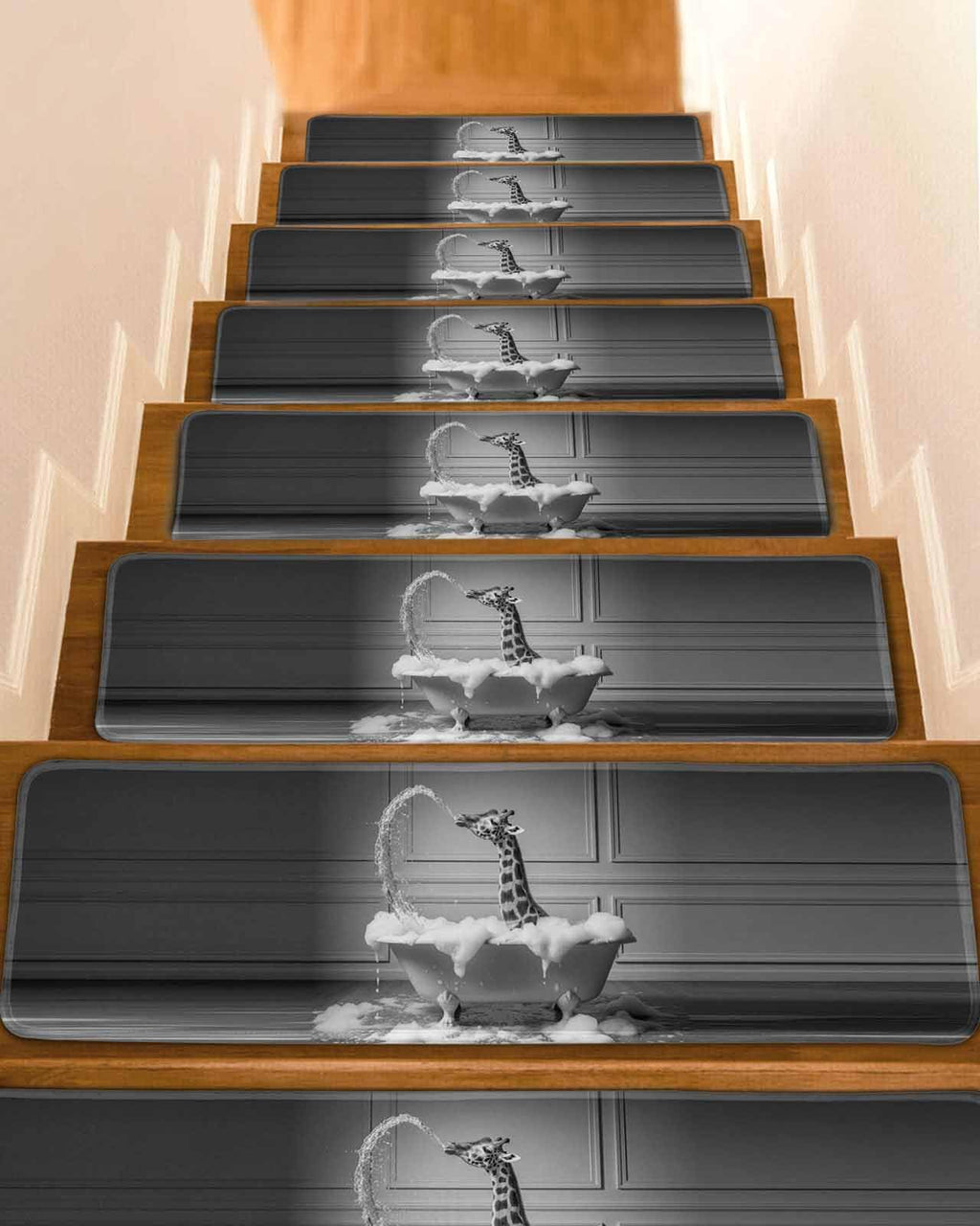 Grey Non Slip Stair Treads 8"x30" 4PCS P8500