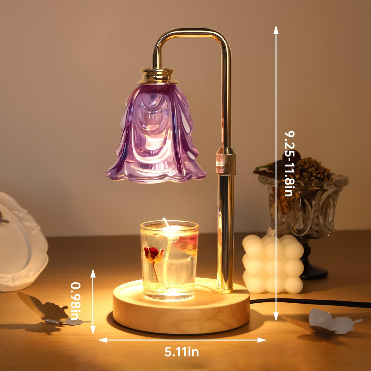 Adjustable Height Dimmable Candle Warmer Lamp with Timer O4059