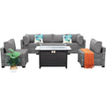 7 Pieces Wicker Patio Furniture Set with Fire Pit Table N692