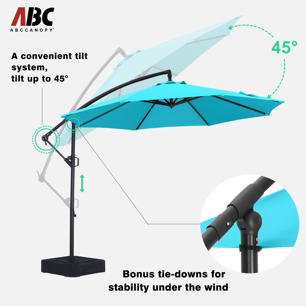 10FT Cantilever Umbrella with Base and Weights Bag Y983