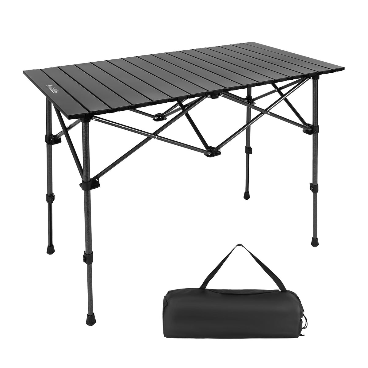 Folding Camping Table Aluminum Adjustable Height Black Q736
