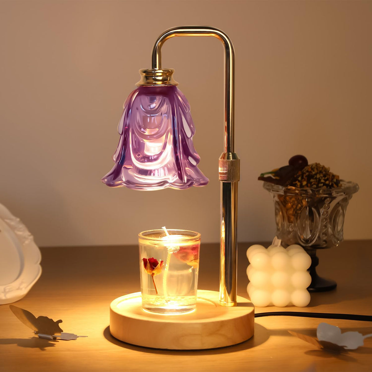 Adjustable Height Dimmable Candle Warmer Lamp with Timer O4059