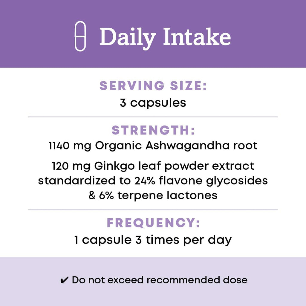 Organic Ashwagandha Ginkgo Vegan Capsules 90 Count I35652