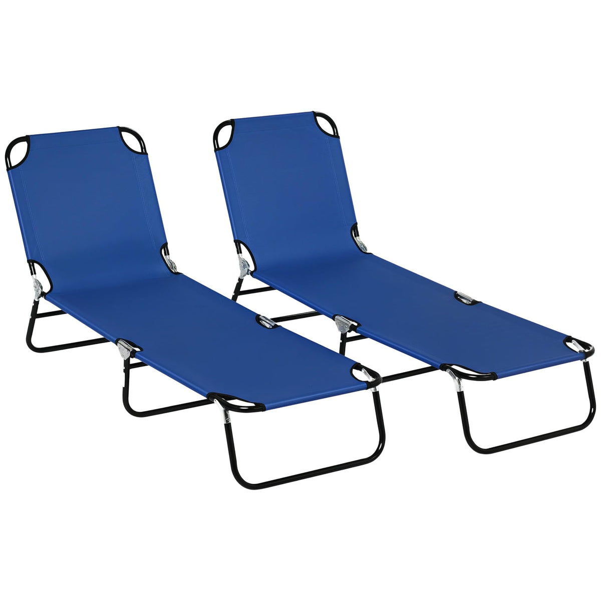 Blue 2 Pieces Folding Chaise Lounge Chair with 5-Level Back R553256
