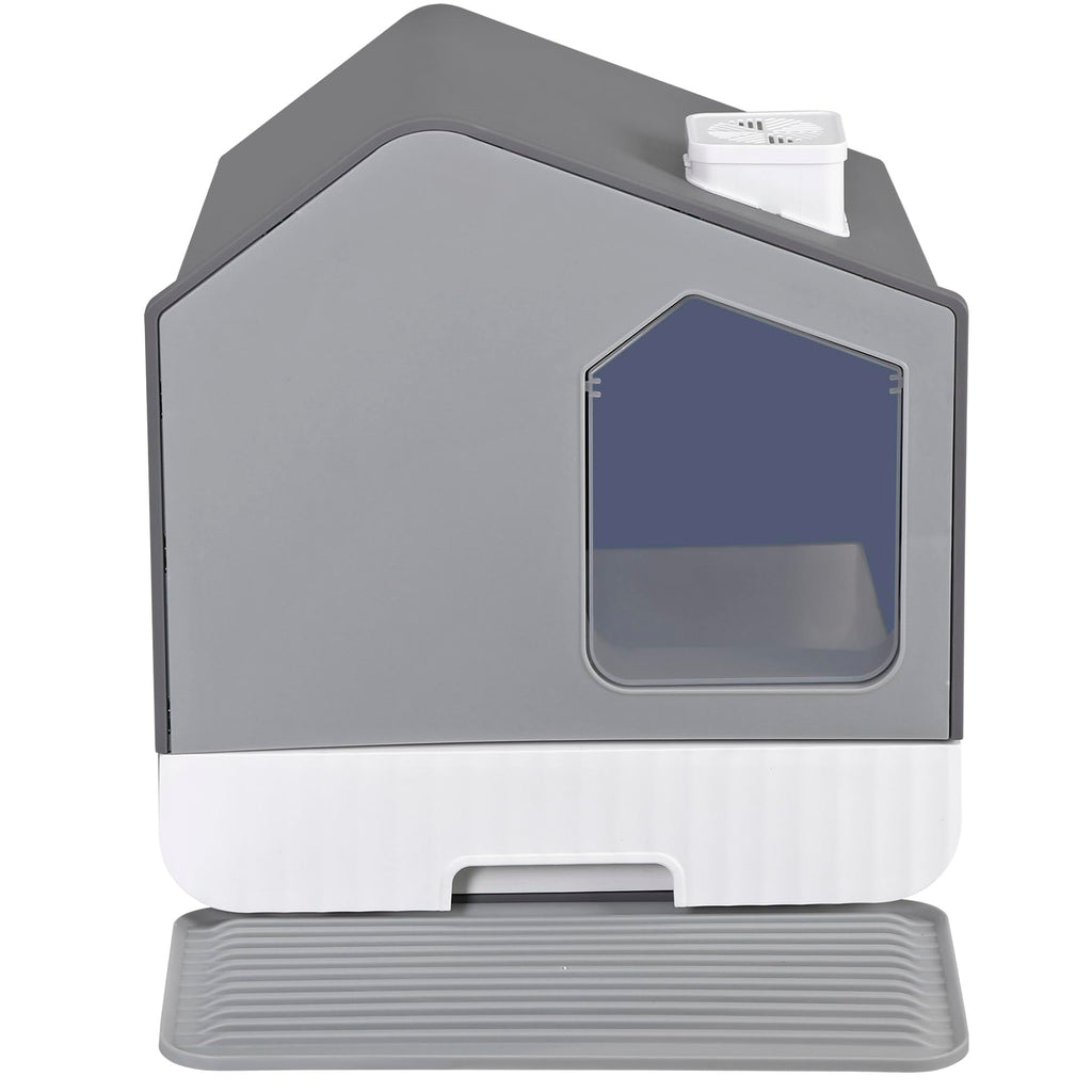 Large Enclosed Hooded Cat Litter Box with Mat & Litter Scoop N610899