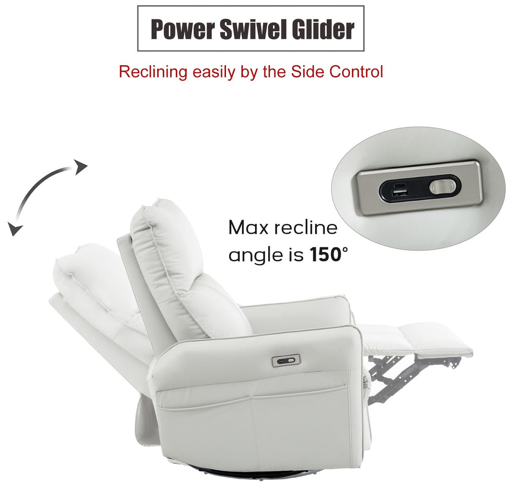 Power Swivel Rocker Recliner Chair Light Gray N68807