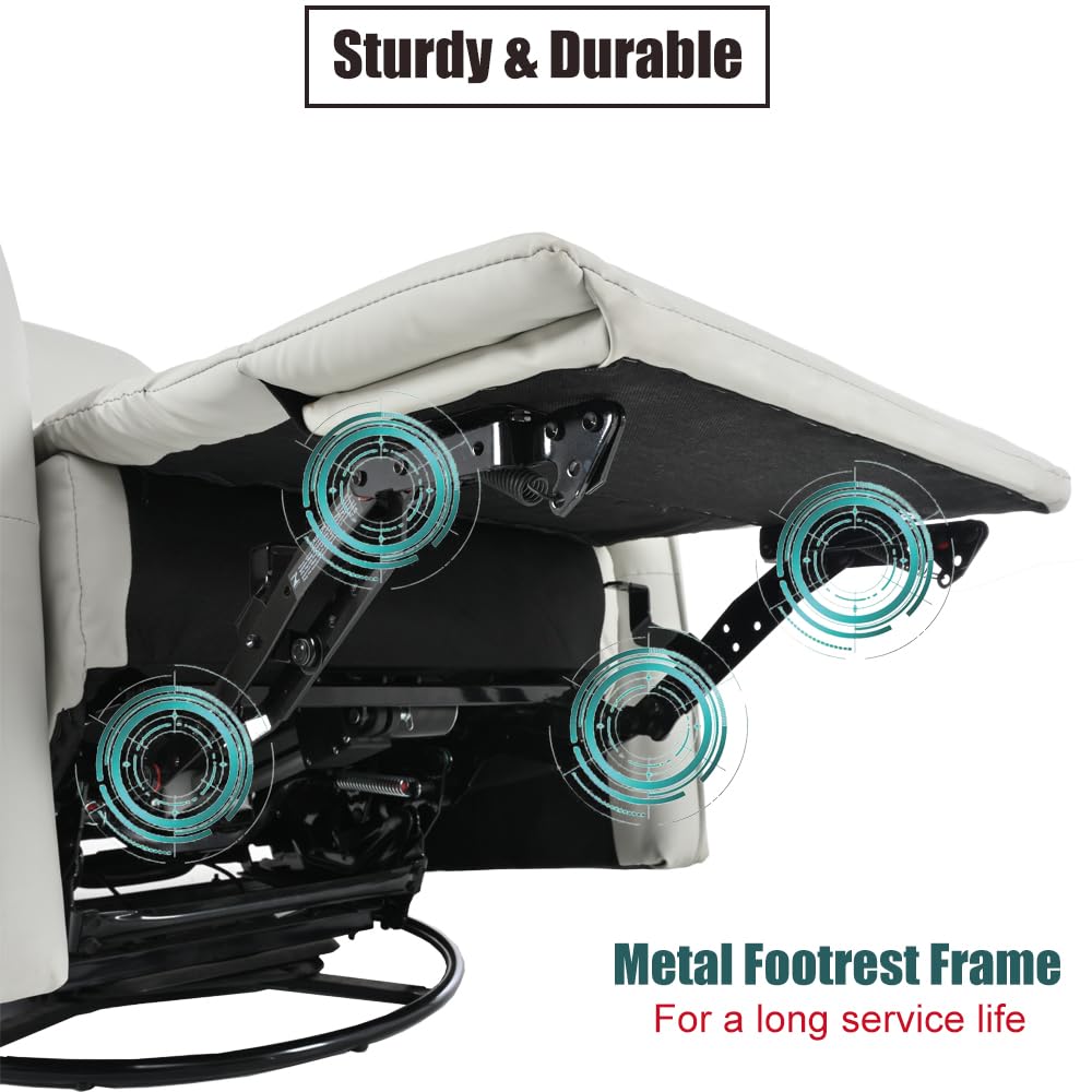 Power Swivel Rocker Recliner Chair Light Gray N68807