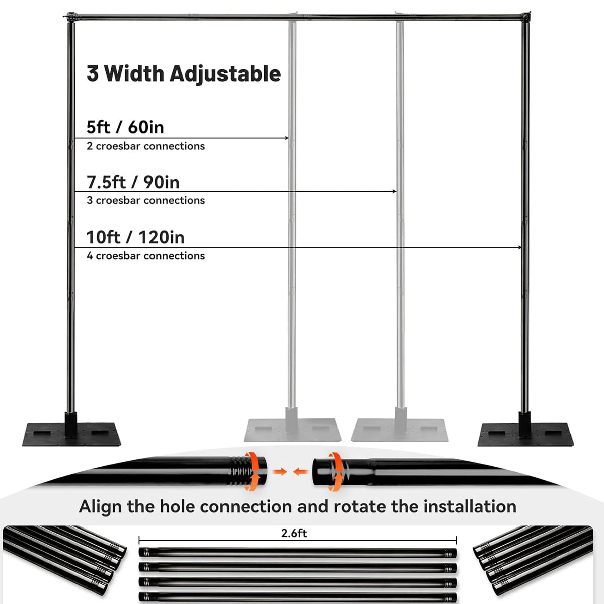 10x10ft Adjustable Heavy Duty Pipe and Drape Backdrop Stand P774879