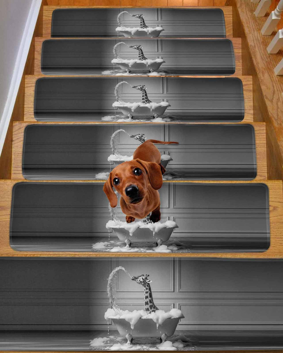 Grey Non Slip Stair Treads 8"x30" 4PCS P8500