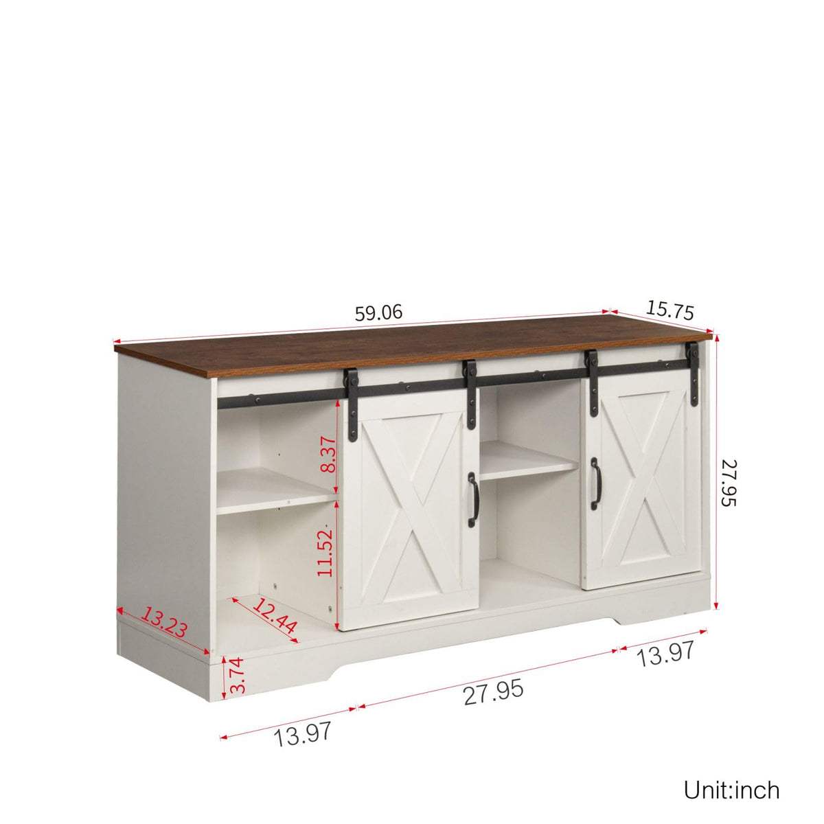 White Sliding Barn Door TV Stand W270