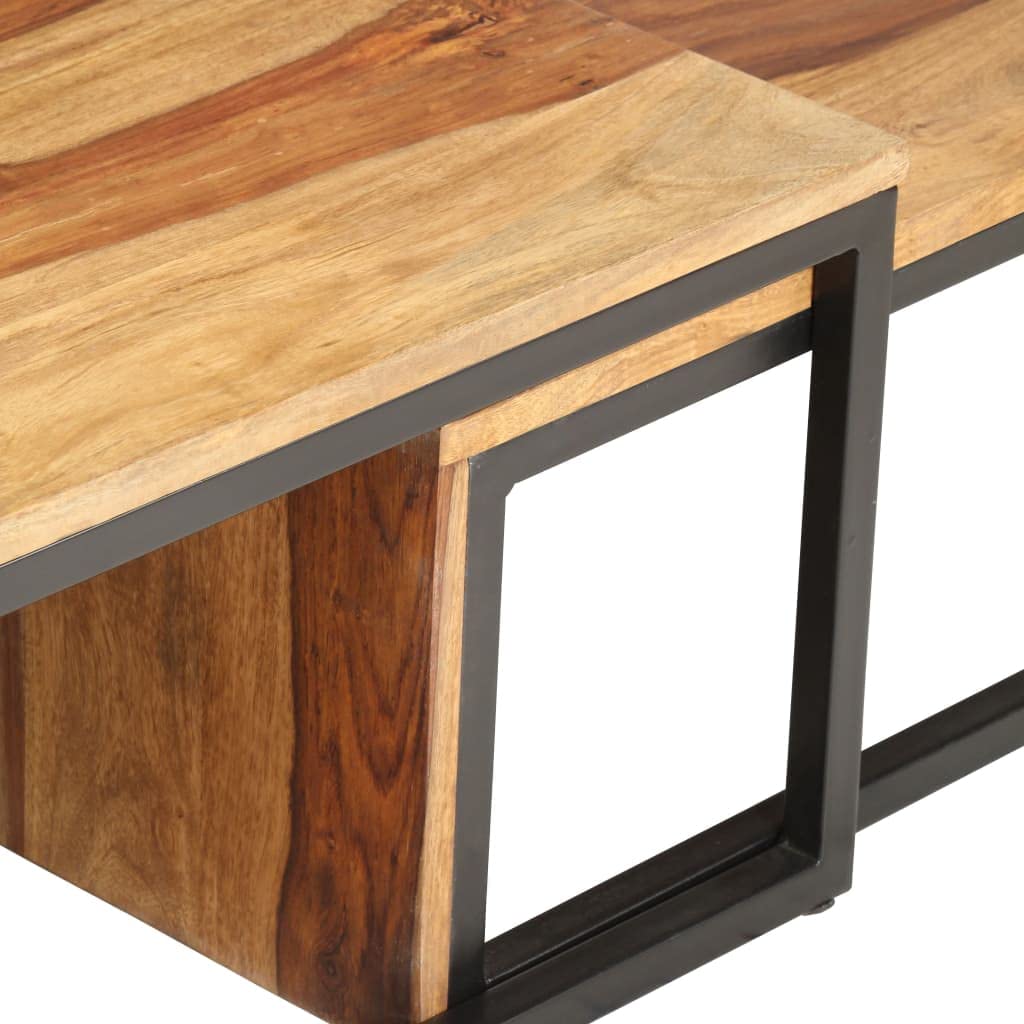 2 pcs Solid Sheesham Wood Nesting Tables N8435